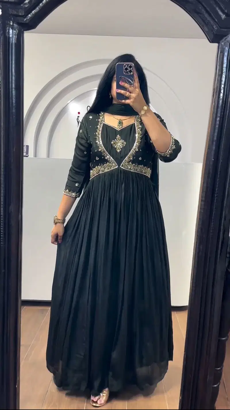 PC 406 Chinon Embroidery Designer Gown Wholesale Shop In Surat